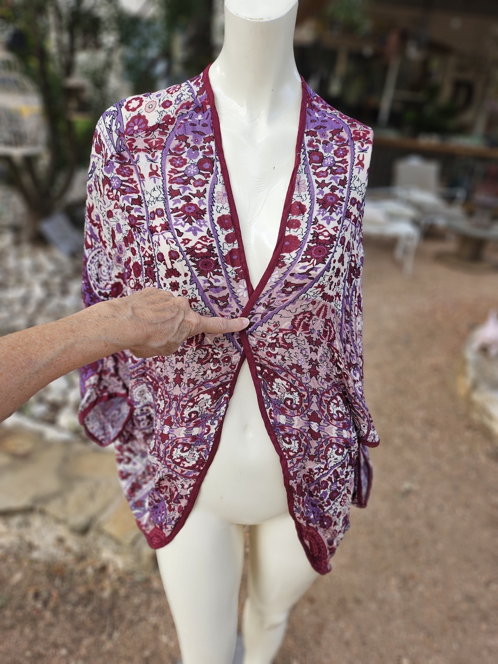 New W Tag J. Jill Floral Boho Viscose Cranberry MT Open Kimono Jacket S-L